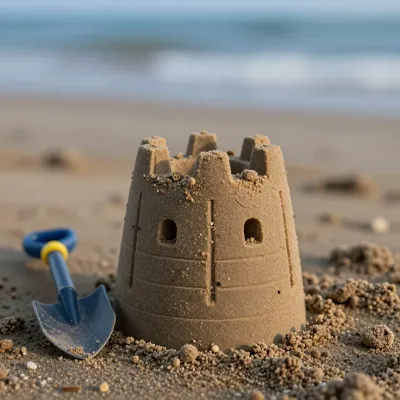 Sandcastle Turret with Windows on Beach - Architecture - AI generated image