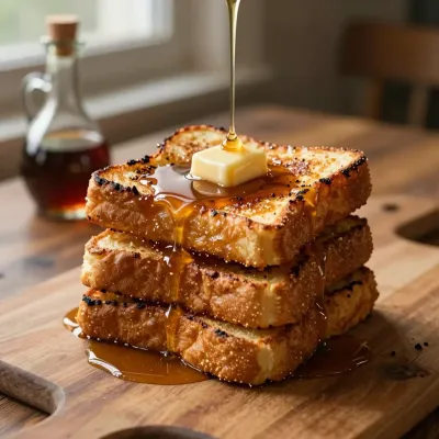 Stacked French Toast with Syrup and Butter - Food - AI generated image