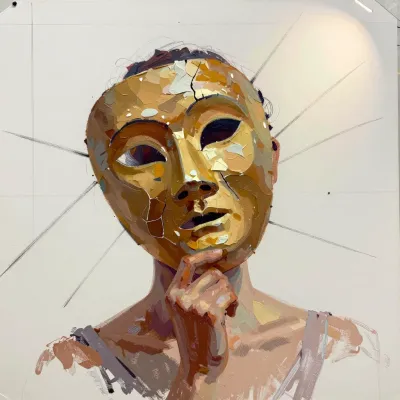 Masked Figure with Raised Hand - Art - AI generated image