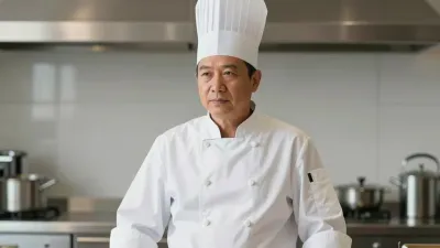 Chef in White Uniform Portrait Professional Kitchen - Portrait - AI generated image