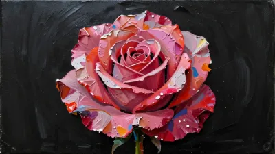 Glossy Rainbow Rose Bloom - Flora - AI generated image