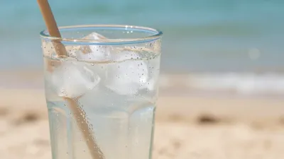 Iced Coconut Drink on Beach - Drinks - AI generated image