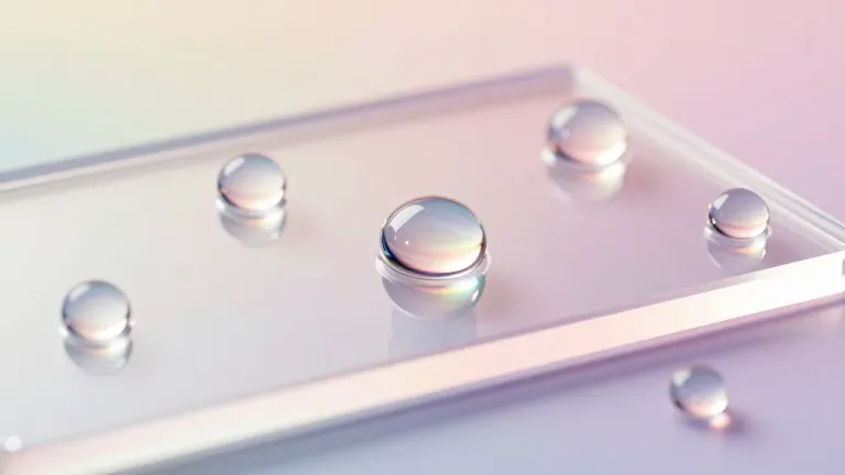 Dewdrops Reflecting on Acrylic Sheet - Nature - AI generated image