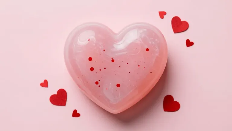 Translucent Heart-Shaped Soap with Red Speckles - Soap - AI generated image