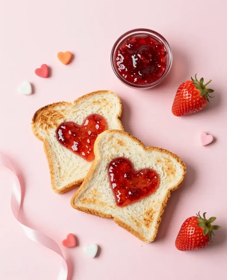 Heart-Shaped Jam on Toast - Food - AI generated image