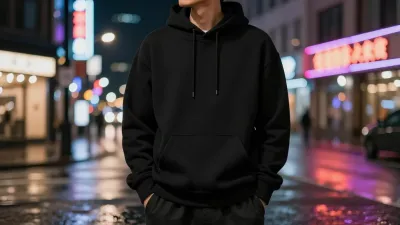 Person in Black Hoodie Standing on Wet Pavement - People - AI generated image