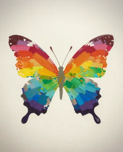 Painted Butterfly with Rainbow Wings - Art - AI generated image