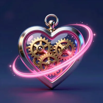 Heart-Shaped Locket with Spinning Gears - Jewelry - AI generated image