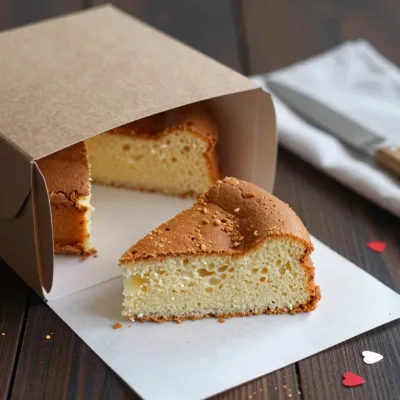 Golden Sponge Cake with Sesame Seeds in Box - Food - AI generated image