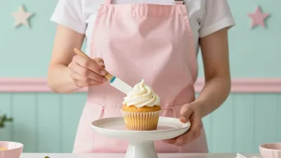 Baker Piping Cupcake Frosting - Baking - AI generated image