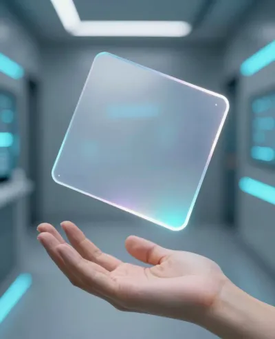 Holographic Cube Hovering Futuristic Hand - Technology - AI generated image