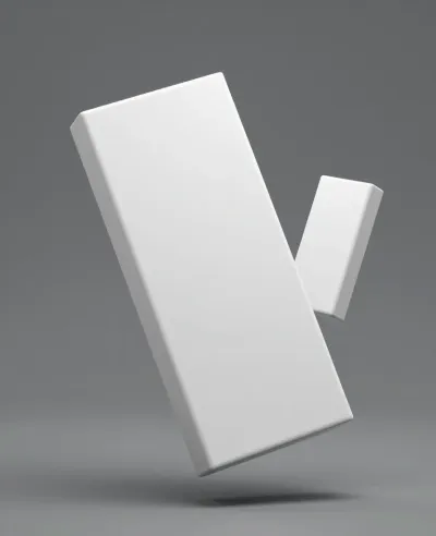 Glossy White Cuboids Floating in Soft Light - Minimalism - AI generated image