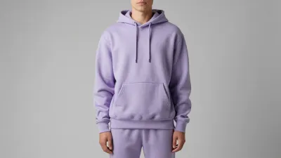 Lavender Hoodie Model in Soft Light - Fashion - AI generated image