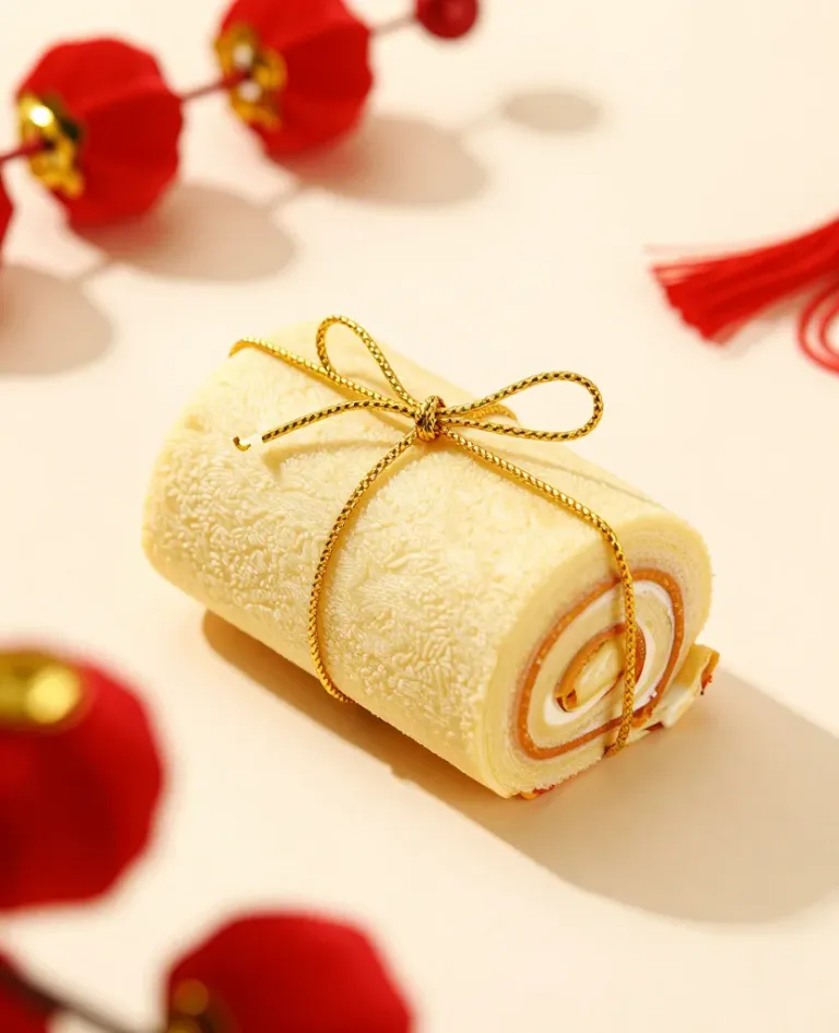 Wrapped Cake with Gold Ribbon Festive - Food - AI generated image