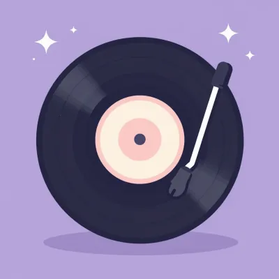 Spinning Vinyl Record with Pink Center - Music - AI generated image