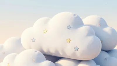 Cloud-Shaped Pillows with Metallic Stars and Crescents - Furniture - AI generated image