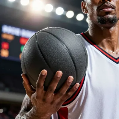 Basketball Player Gripping Black Ball - Sports - AI generated image