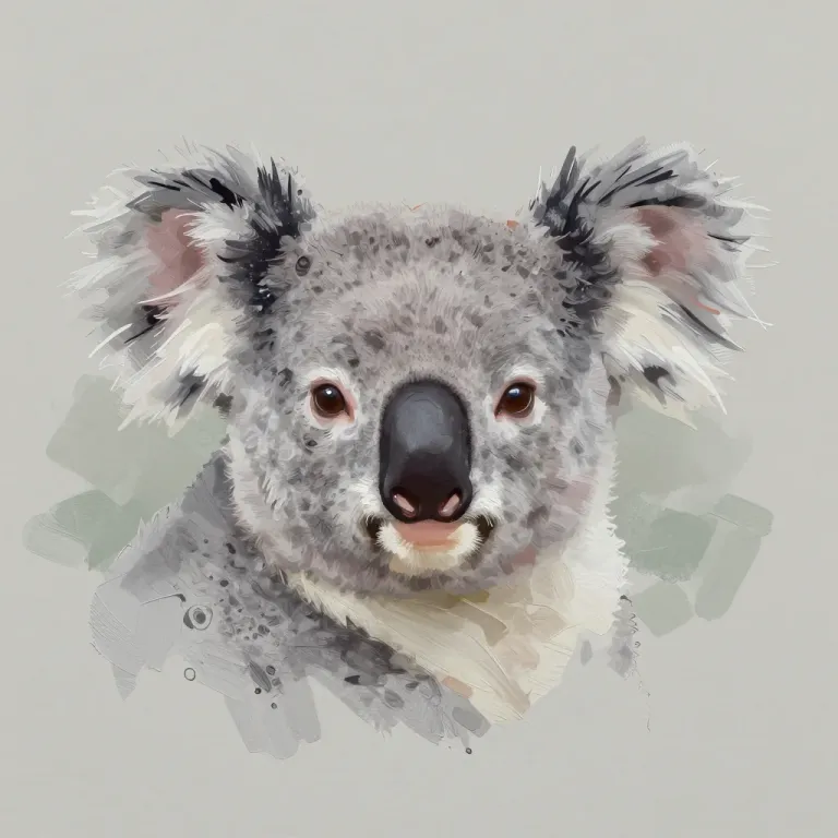 Koala's Face with Soft Fur Texture - Wildlife - AI generated image
