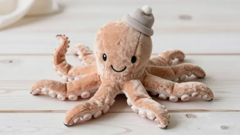 Plush Octopus Toy Wearing Hat - Toy - AI generated image