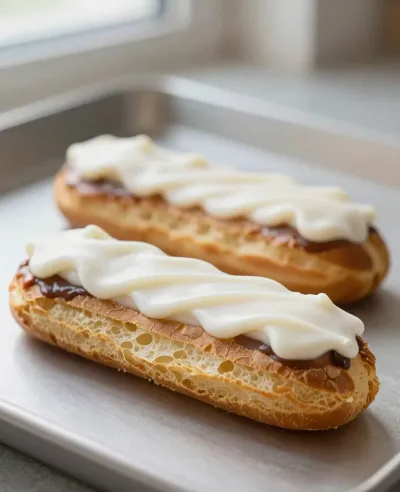 Vanilla Bean Eclairs with Creamy Filling - Bakery - AI generated image