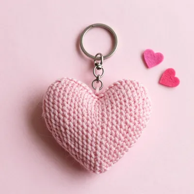 Knitted Heart Keyring Softly Lit - Crafts - AI generated image