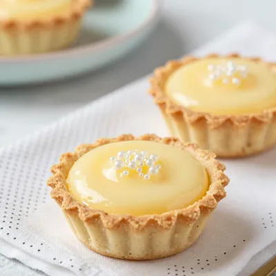 Lemon Curd Tartlets with Pearl Decorations - Food - AI generated image