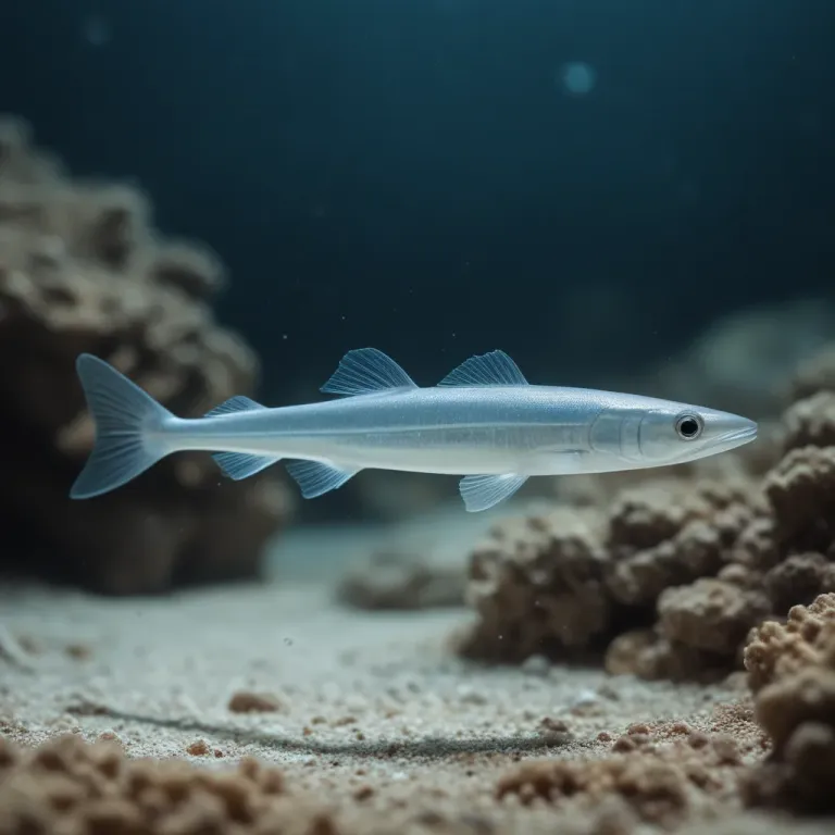 Glass Needlefish Gliding Over Sandy Ocean Floor - Marine Life - AI generated image