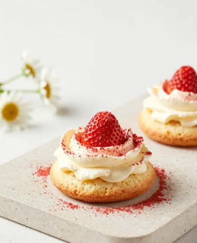 Strawberry Shortcake Dessert with Whipped Cream - Dessert - AI generated image
