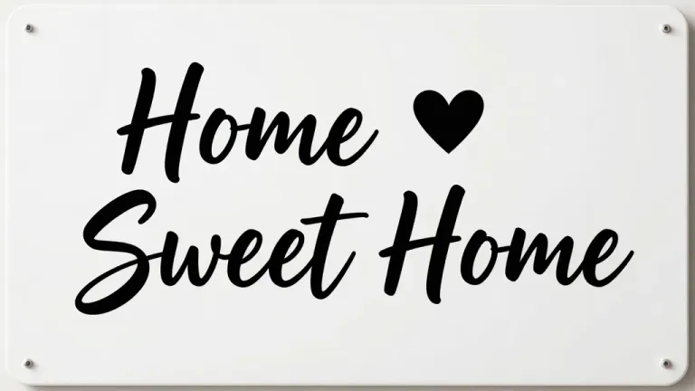 White Sign with 'Home Sweet Home' Cursive Script - Signage - AI generated image