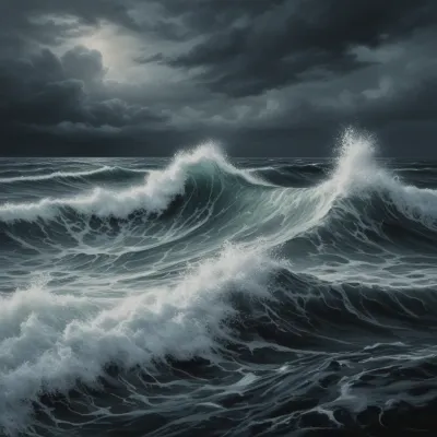 Crashing Waves in Stormy Sea - Ocean - AI generated image