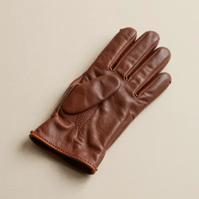 Leather Gloves Folded Soft Leather - Accessories - AI generated image