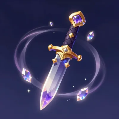 Crystal Dagger Gleaming in Starlit Sky - Weapon - AI generated image