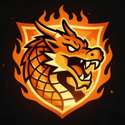 Fierce Dragon Emblem with Vibrant Flames - Emblem - AI generated image
