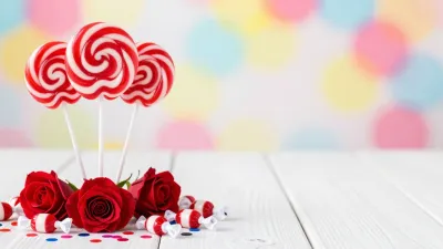 Lollipops and Roses Festive Arrangement - Food - AI generated image