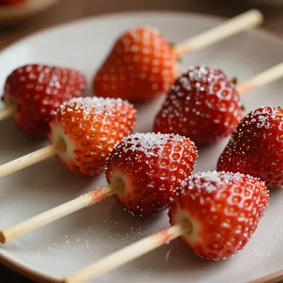 Strawberries on Sugar Skewers - Food - AI generated image