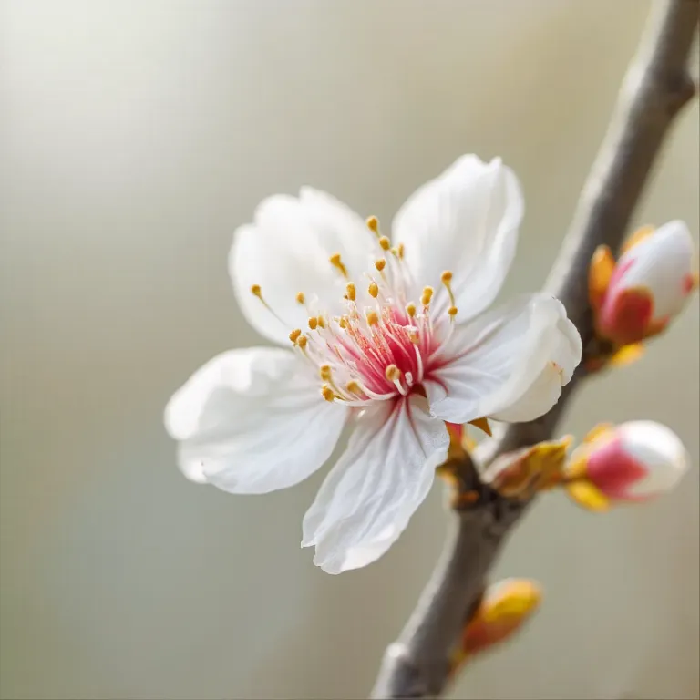 White Cherry Blossom in Soft Light - Flora - AI generated image