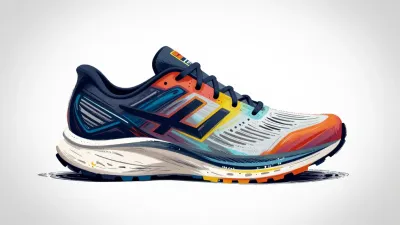 Brushstroke Running Shoe Dynamic Pose - Footwear - AI generated image