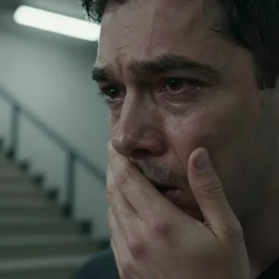 Distraught Man in Stairwell - Emotion - AI generated image