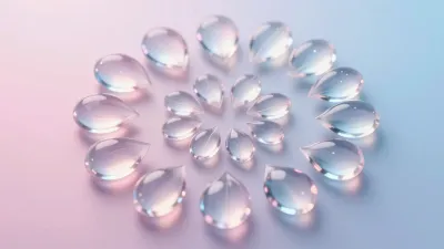 Glassy Petal Beads Arranged in Floral Pattern - Decorative - AI generated image