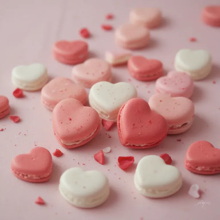 Heart-Shaped Macarons Abundant Romance - Food - AI generated image