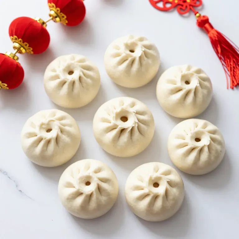 Steamed Buns Grid Arrangement with Festive Accents - Food - AI generated image