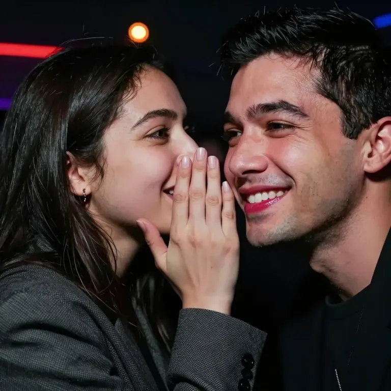 Woman Whispering into Man's Ear in Nightclub - People - AI generated image