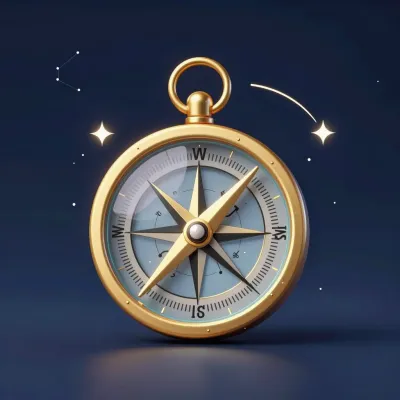 Golden Compass Illuminated by Starlight - Navigation - AI generated image