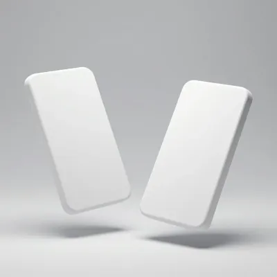 Floating White Blocks Smooth Reflection - Minimalism - AI generated image