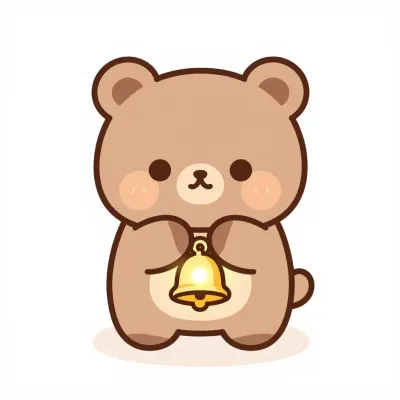 Teddy Bear with Golden Bell - Animals - AI generated image