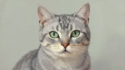 Ashen Tabby Cat Staring Directly - Animal - AI generated image