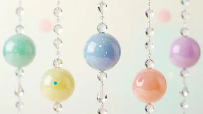 Candy Glass Baubles Suspended by Crystal Chains - Decor - AI generated image