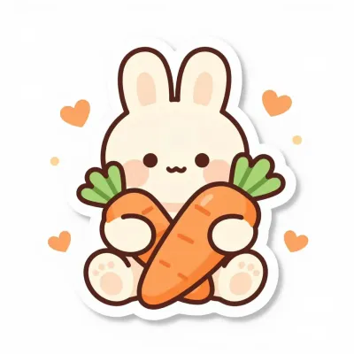 Bunny Holding Carrots with Soft Fur - Animals - AI generated image