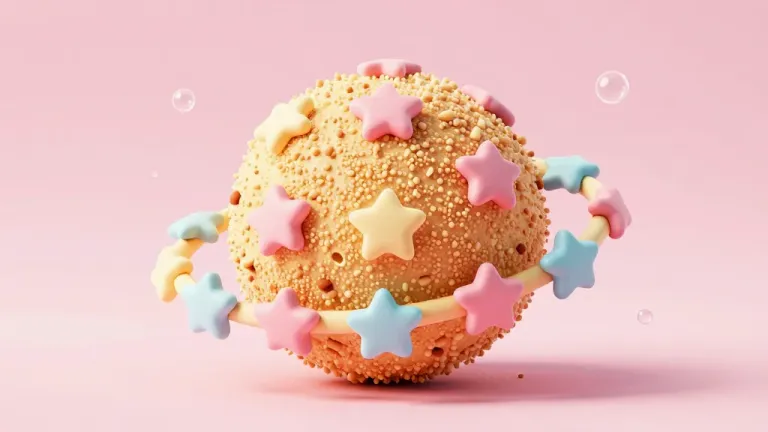 Cookie Crumb Planet with Glossy Stars - Food - AI generated image