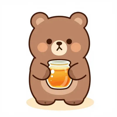 Cartoon Bear Holding Honey Jar - Cartoon - AI generated image